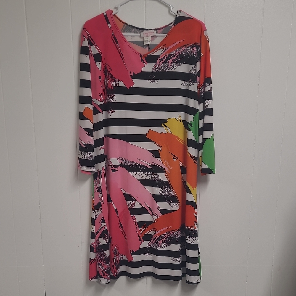 60's Artistic Print Pucci/Picasso Inspired Retro Pattern Dress Sz XL